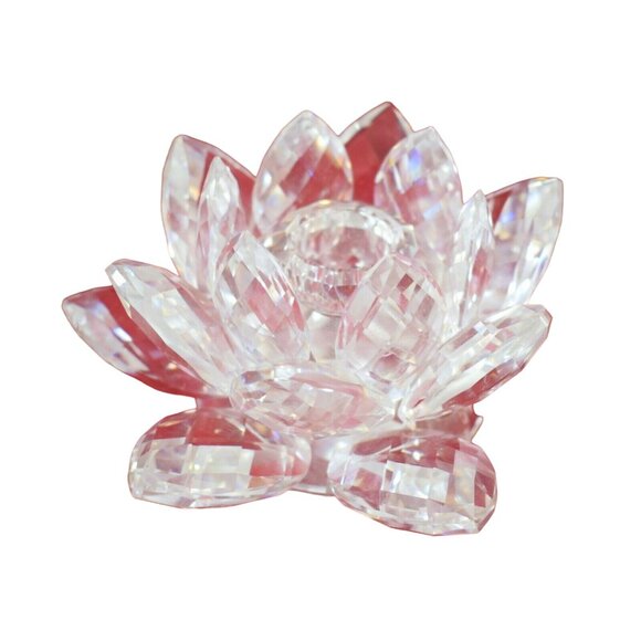 Swarovski Silver Crystal Lotus Flower Lily Pad Candle Holder with Box Inserts - Picture 5 of 10